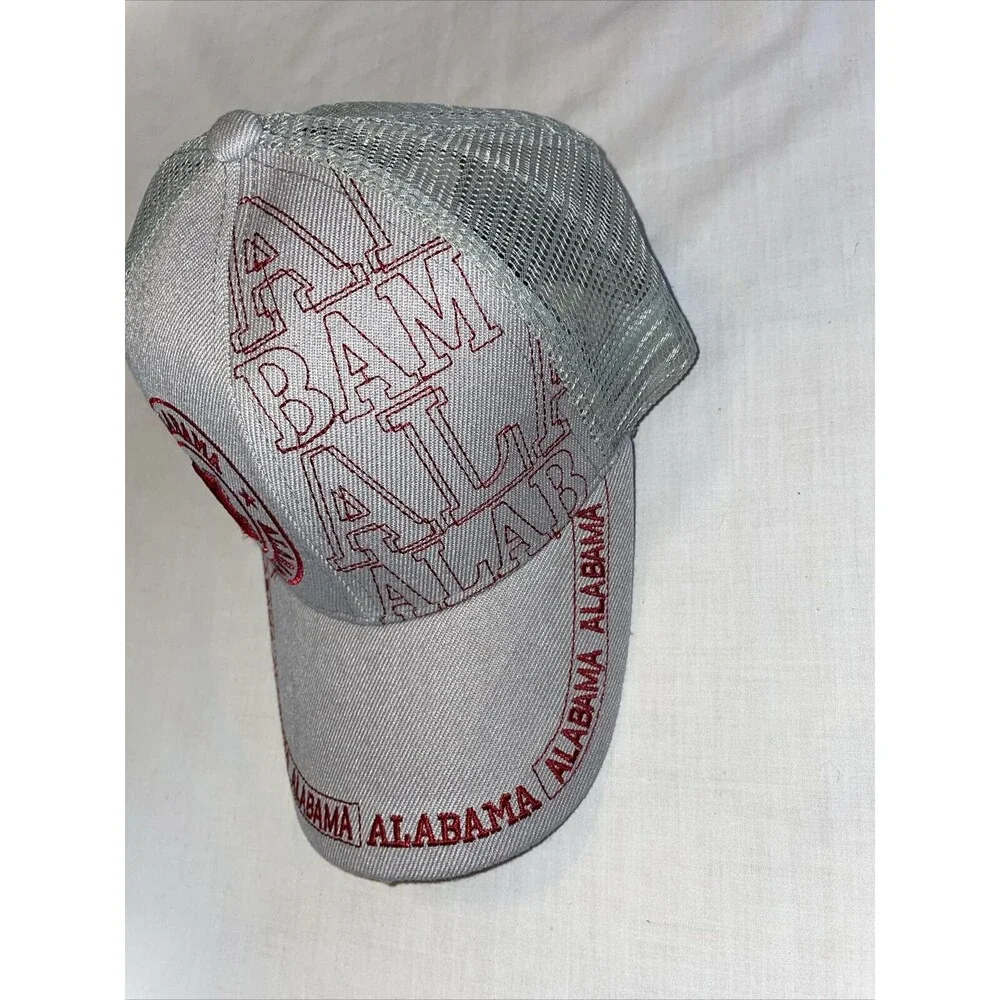 Unbranded Alabama Baseball Cap Unisex One Size Gray Red Adjustable Mesh Back
